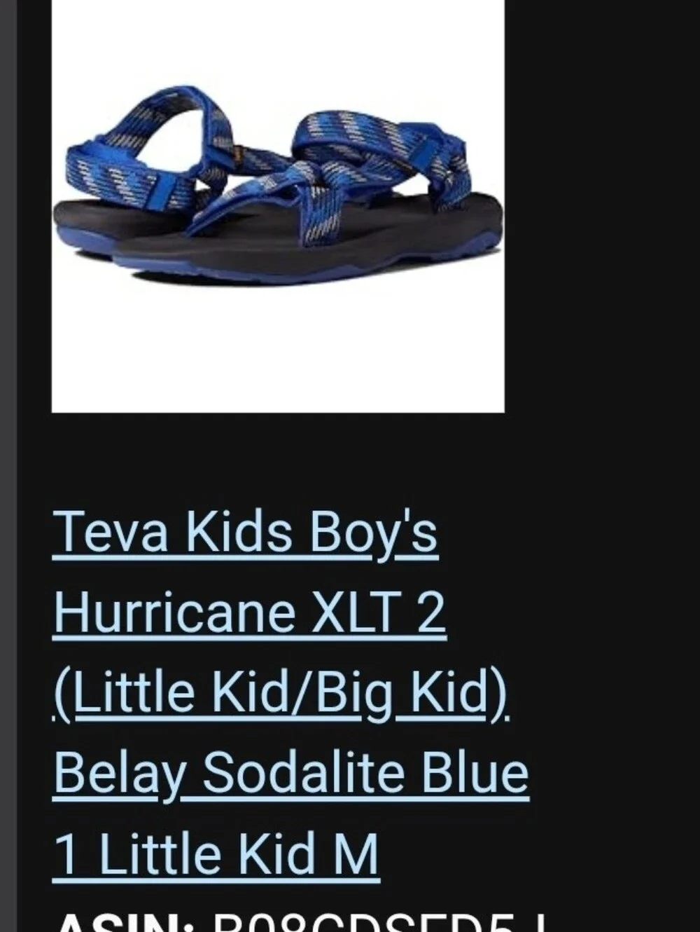 Boys Teva Hurricane XLT 2 Blue Sandals